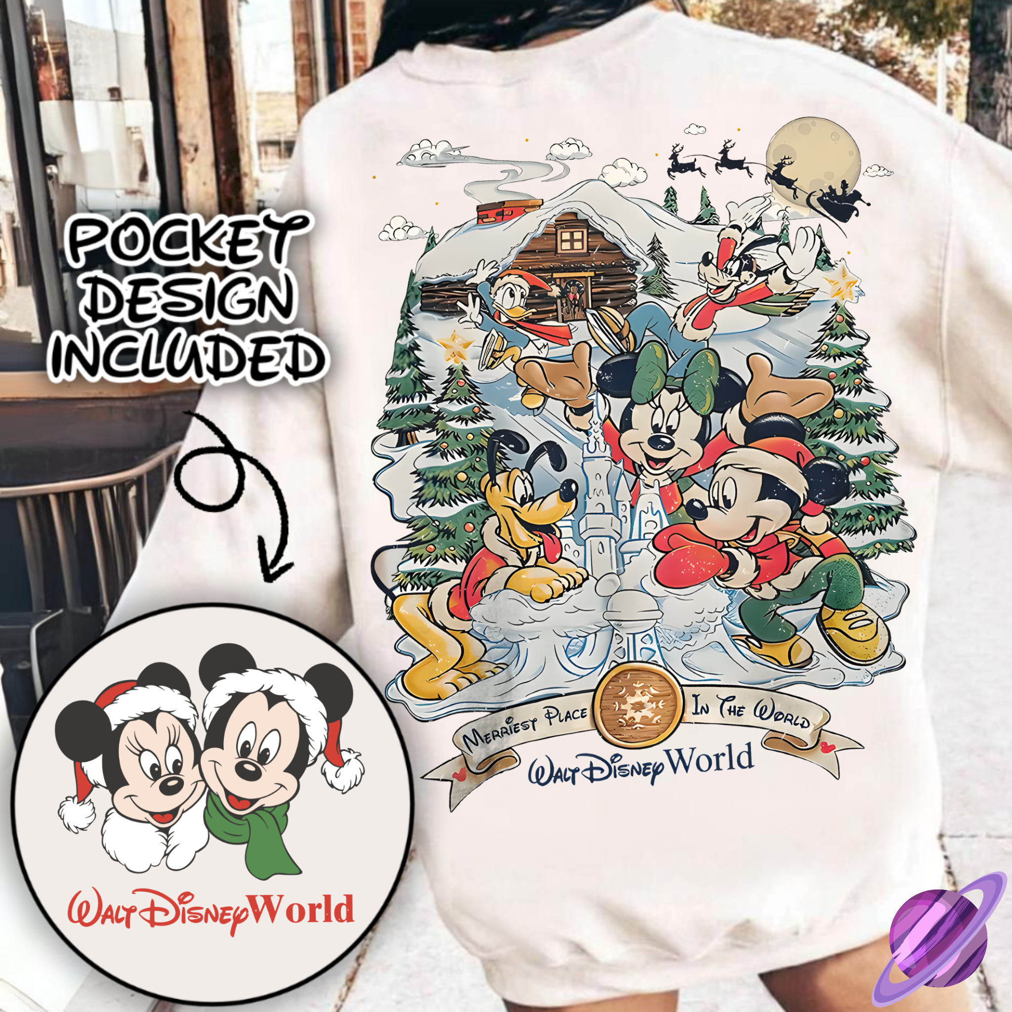 HOLIDAY FRIEND SNOW CASTLE SWEATSHIRT W/ POCKET PRINT