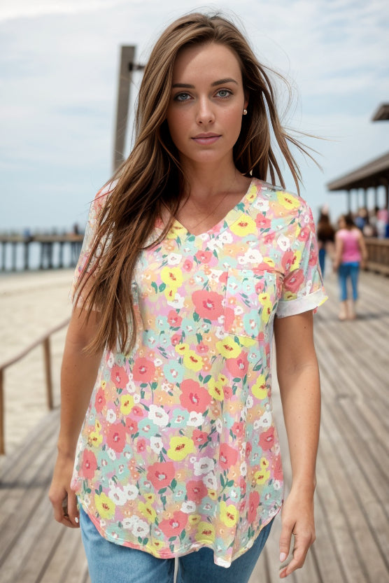 Poppin' in Floral Short Sleeve