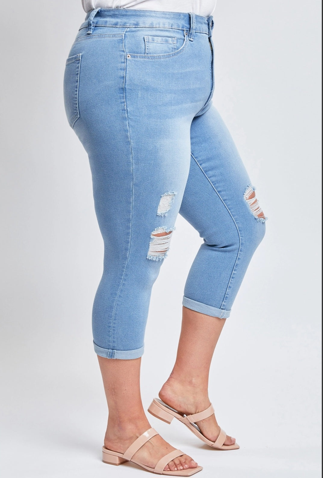 YMI high waist distressed capri Plus size