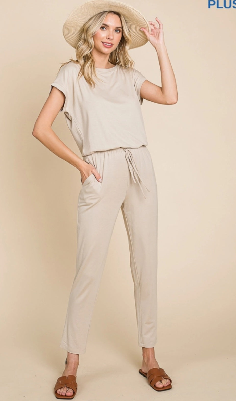 Tan Plus size jumpsuit