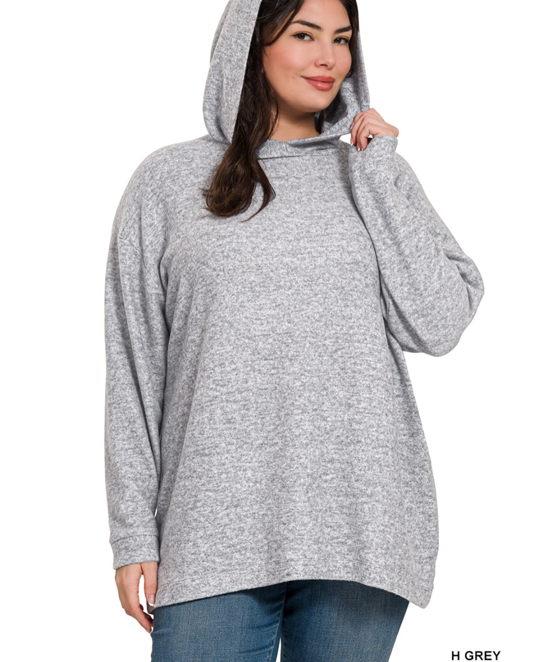 Melange brushed pullover hoodie grey