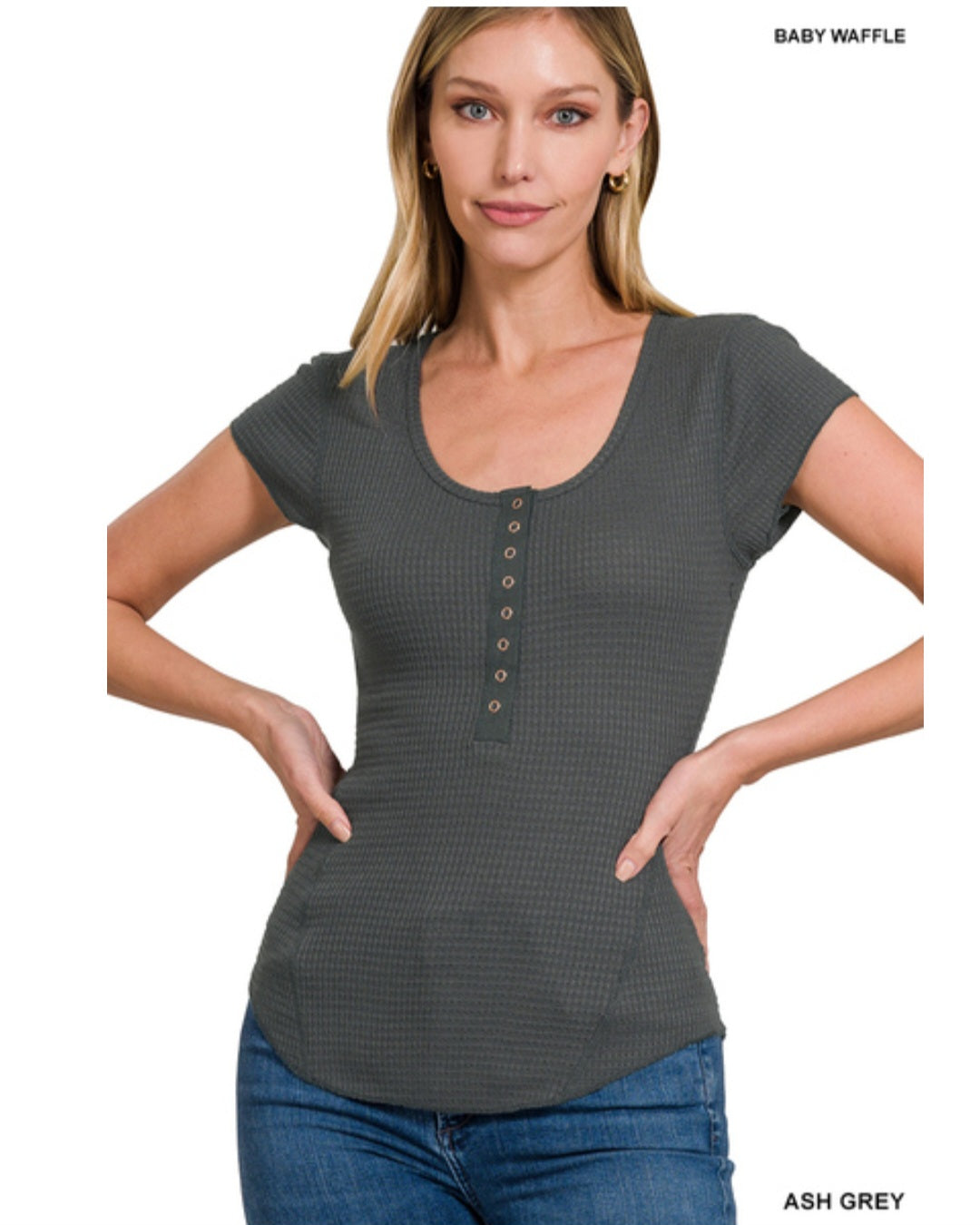 Baby waffle button down top