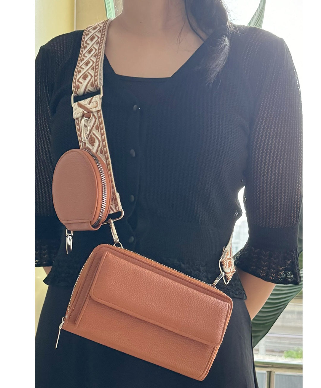 Vegan leather Crossbody bag with wallet duo