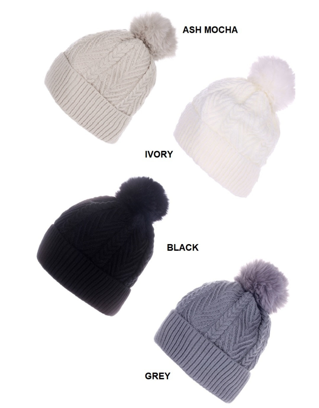 Fur Pom Beanies
