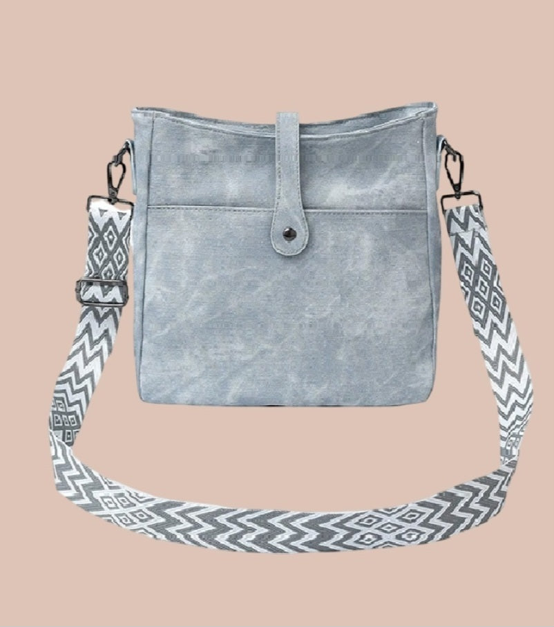 Blue grey messenger bag