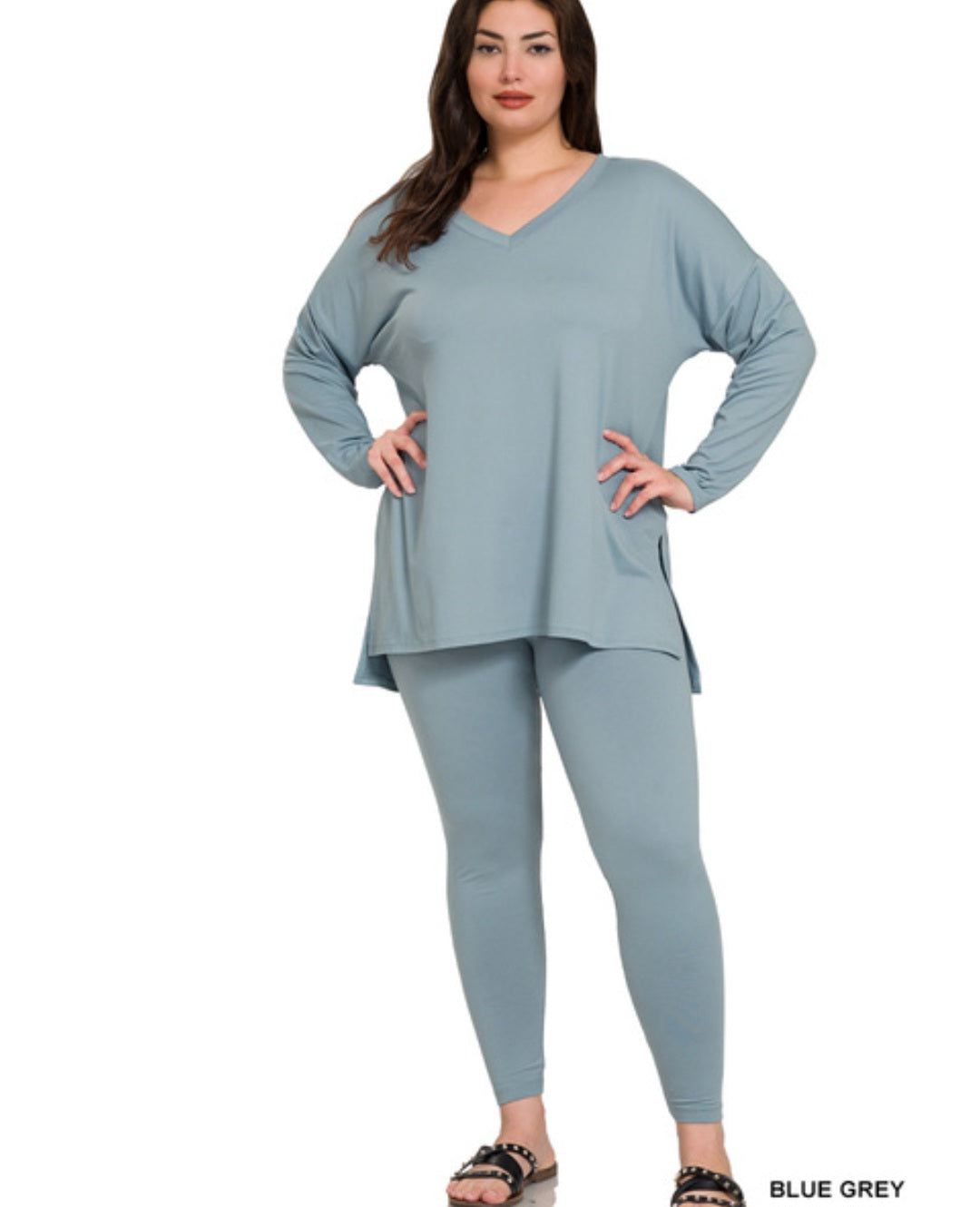 2pc v neck long sleeve & leggings set