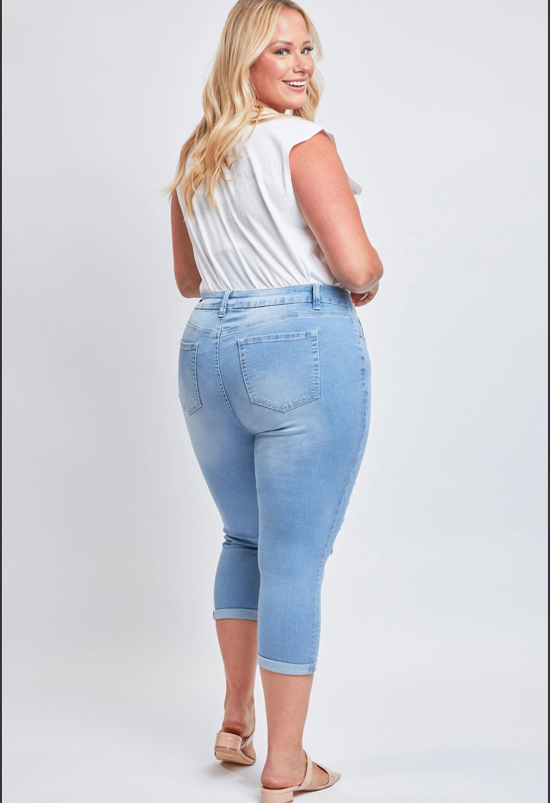YMI high waist distressed capri Plus size