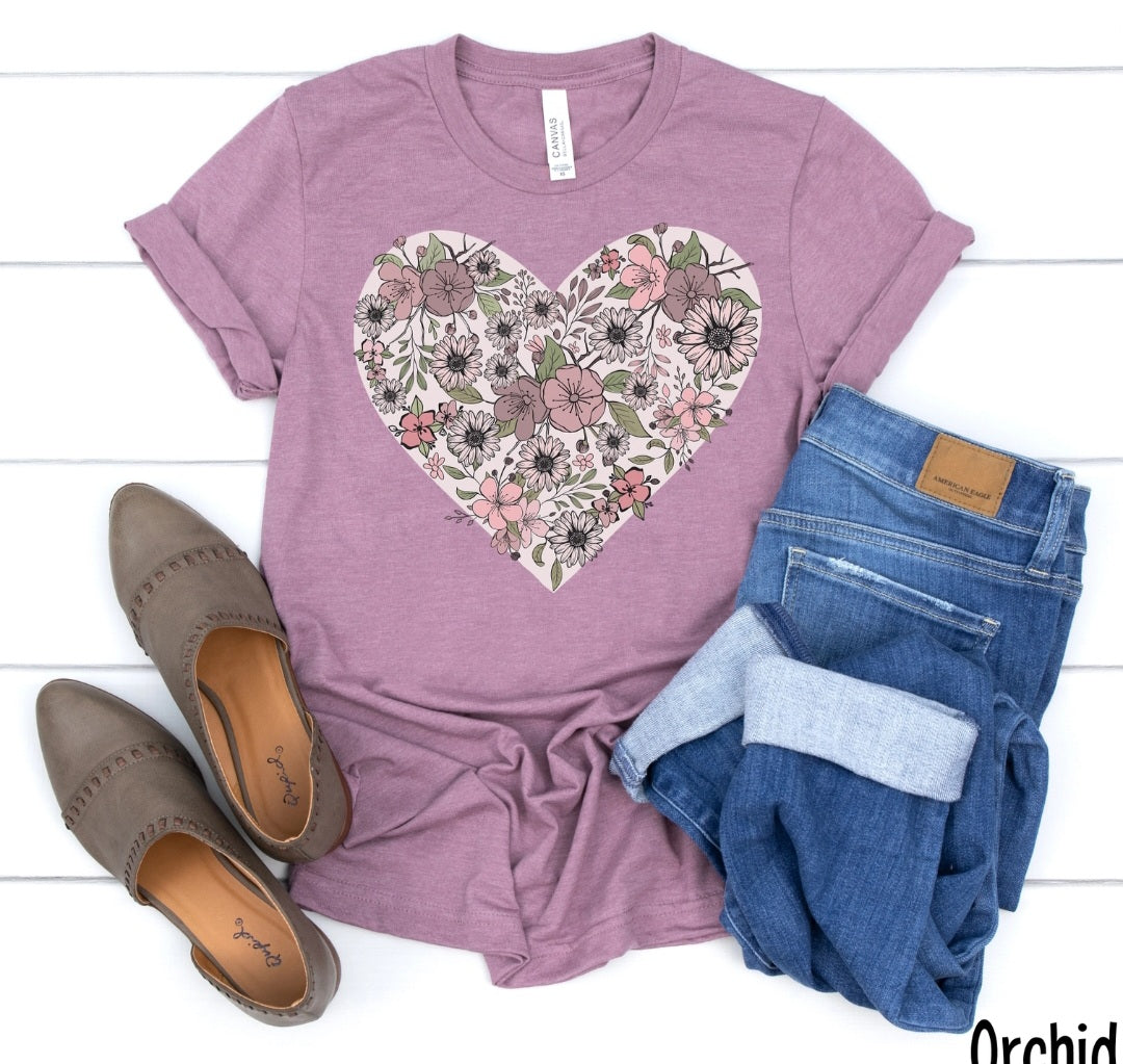 Floral heart graphic tee