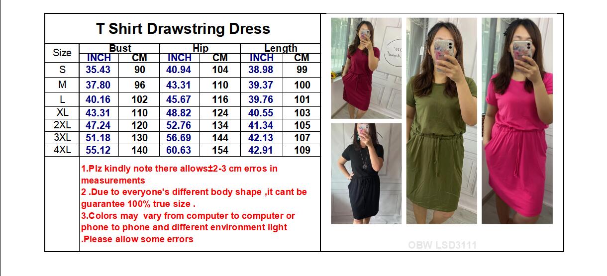 Molyna Drawstring Solid Dress (LSD3111)