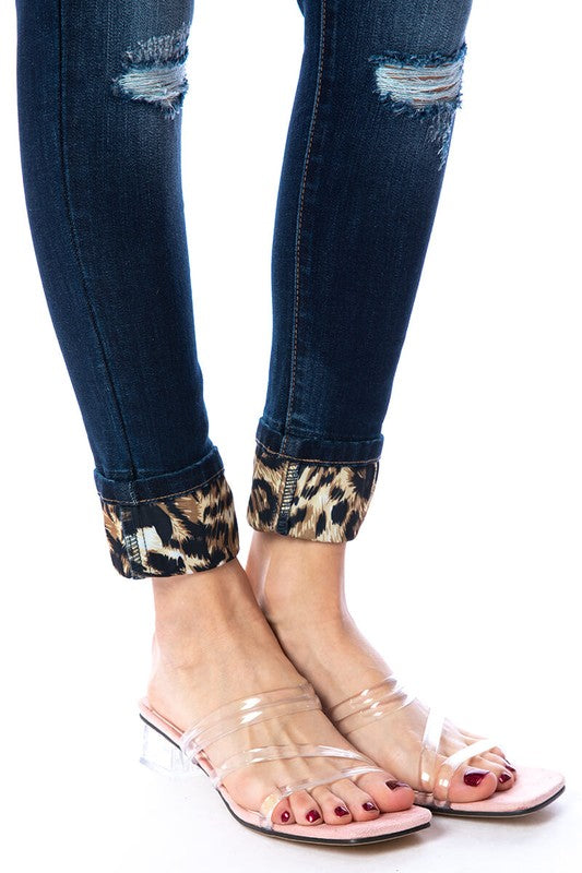 Wild and Free Leopard Patch Kan Can Skinnies