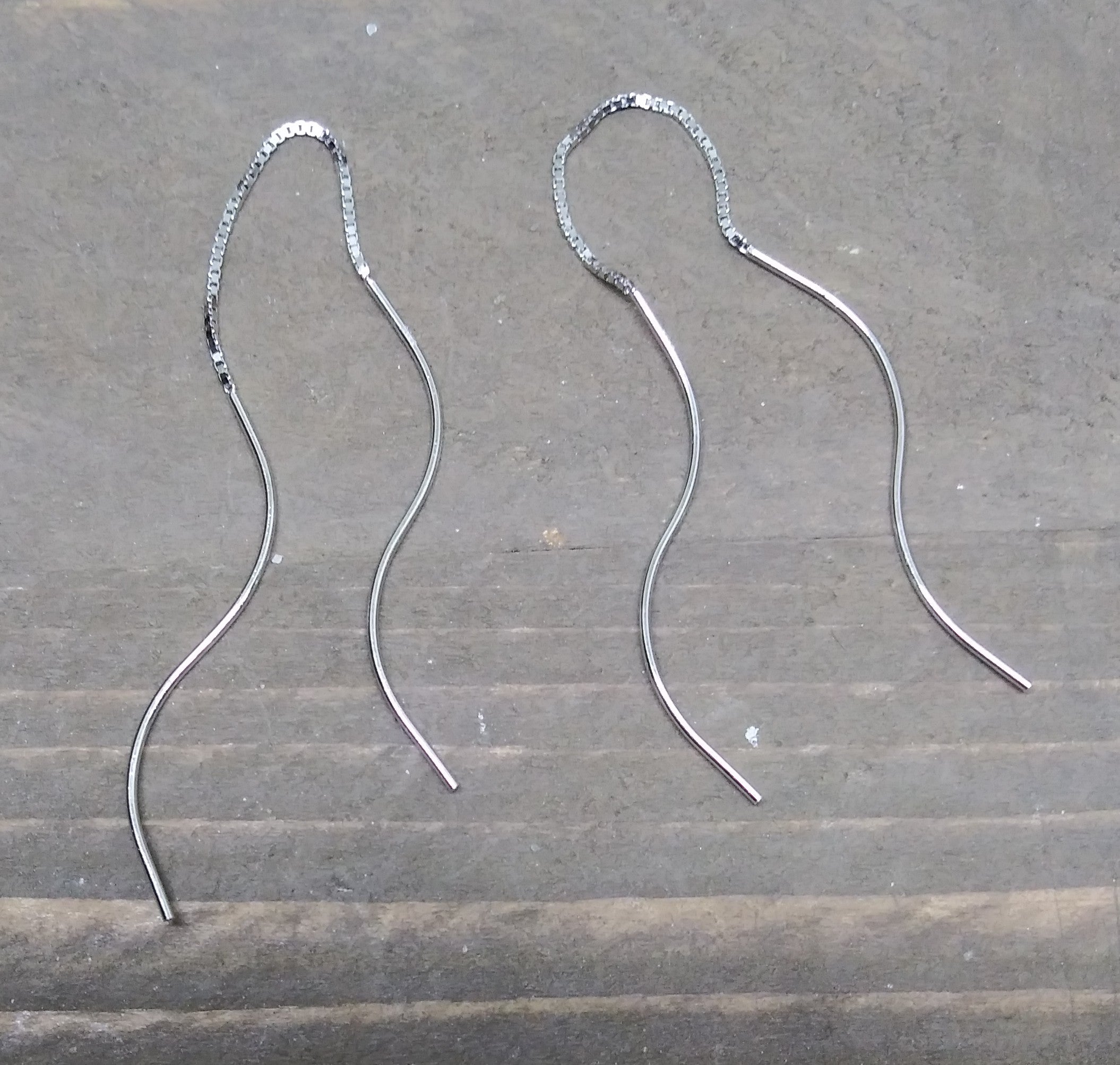 Threaded wavy dangles (no pearls)