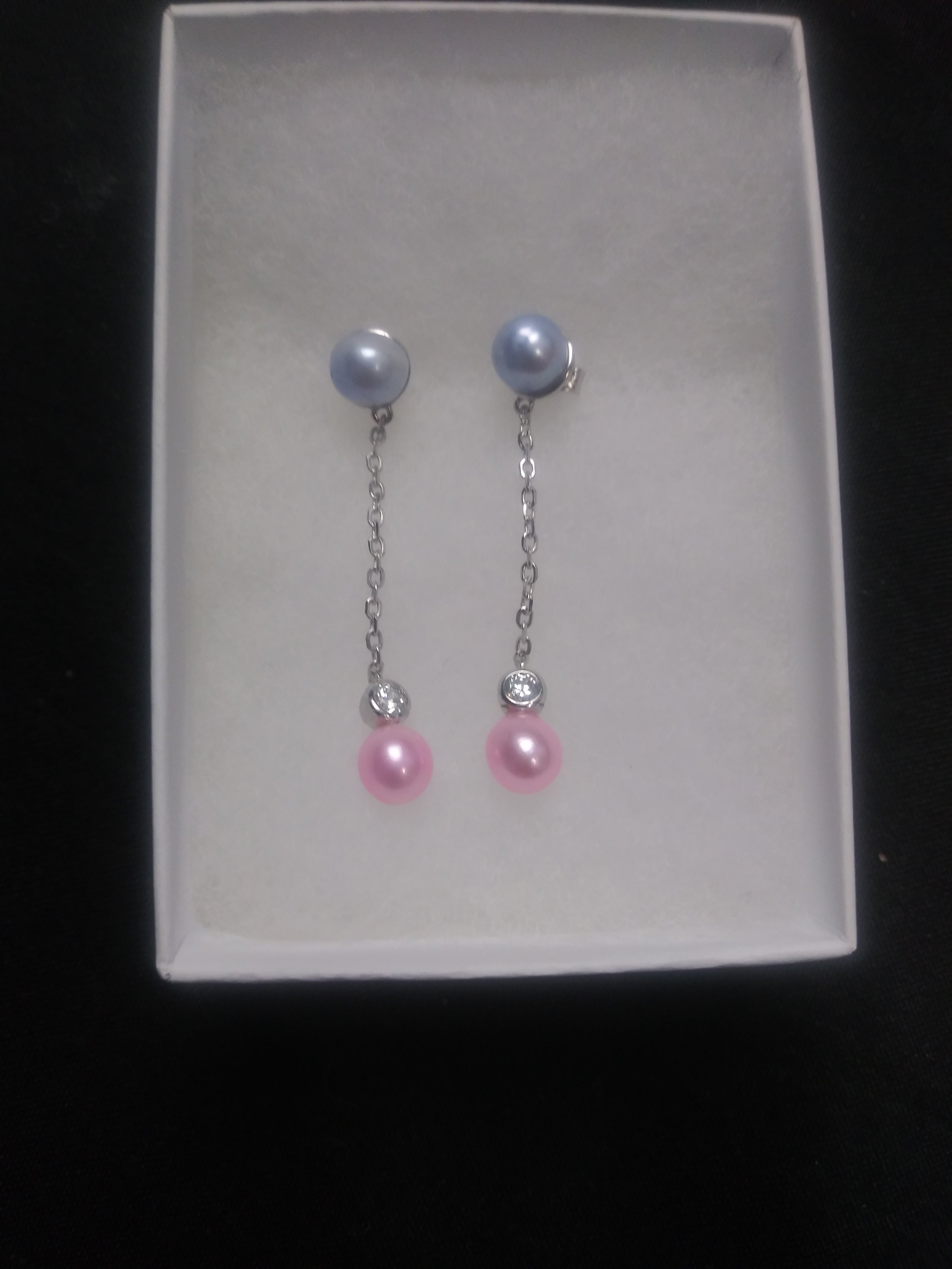 Double pearl drop earrings