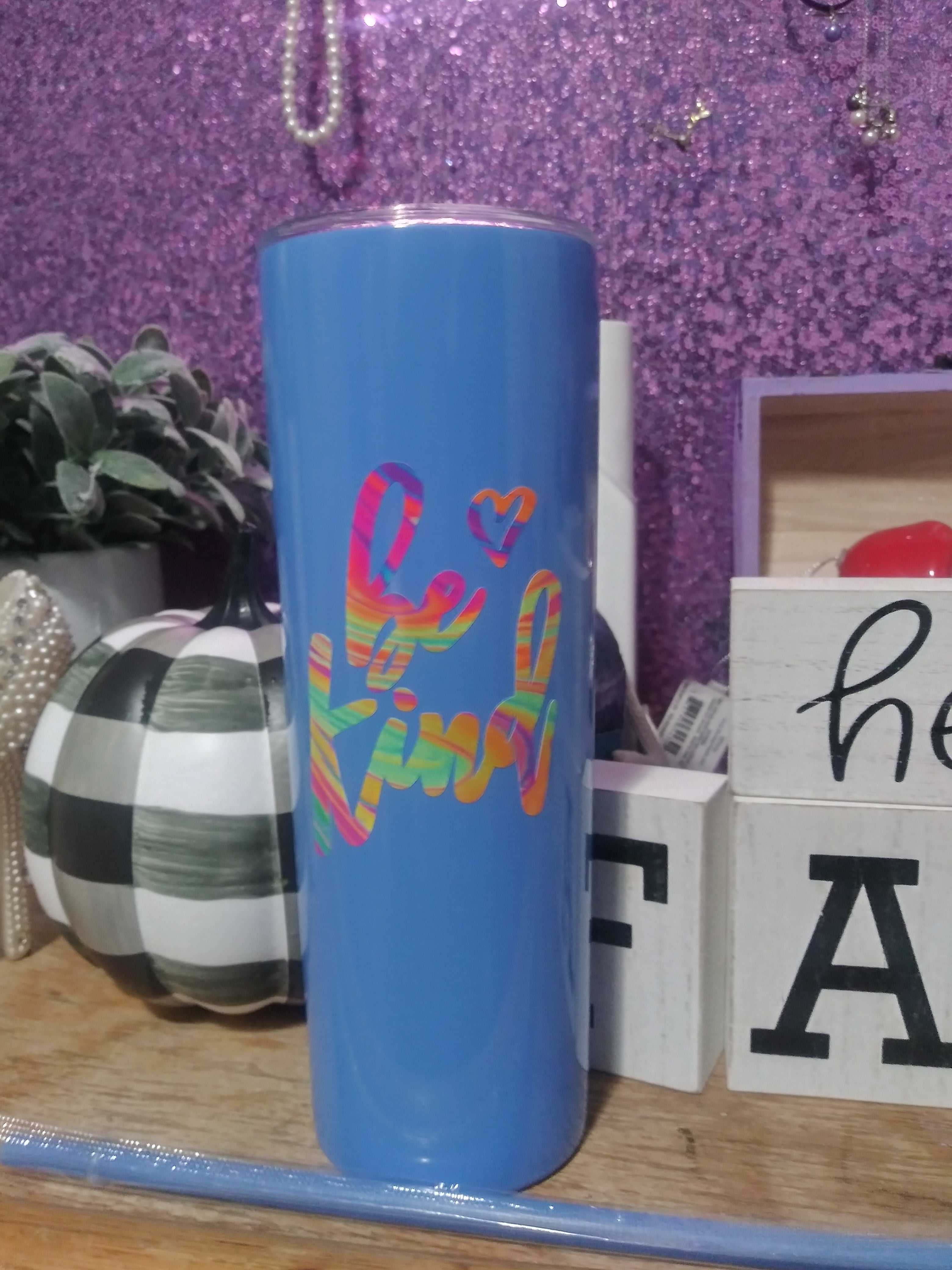 Skinny tumbler with straw