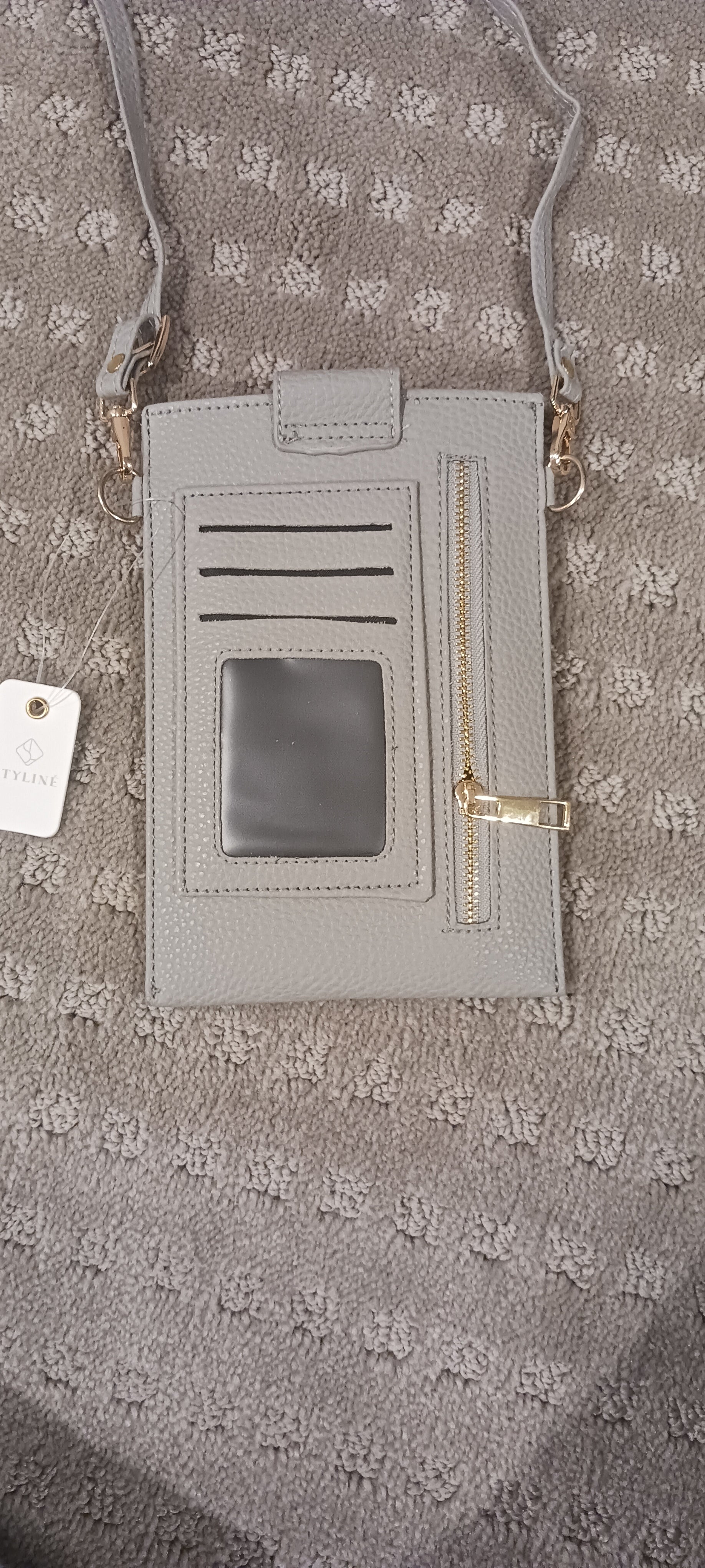 Grey slim wallet crossbody