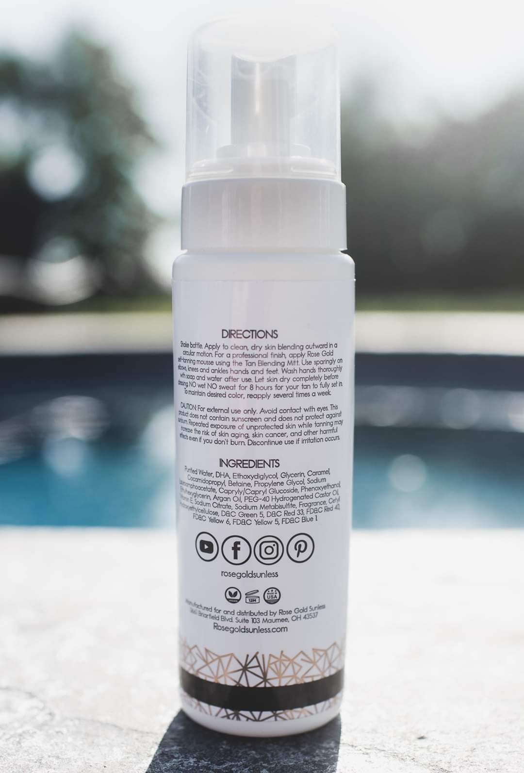 Rose gold self tanning mousse