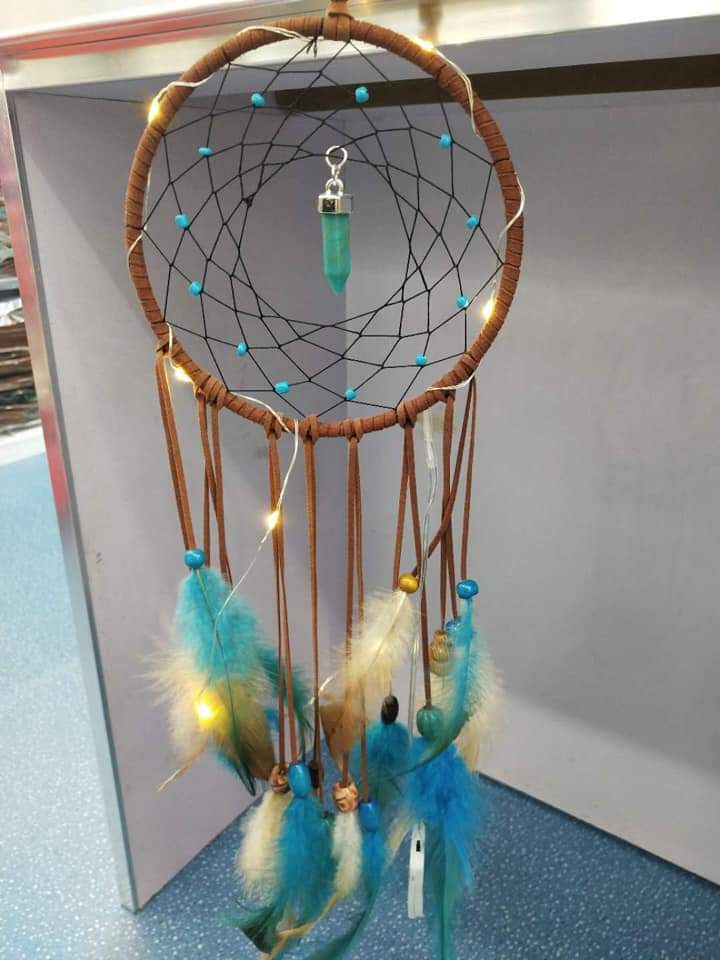 Light up dreamcatcher with jade stone