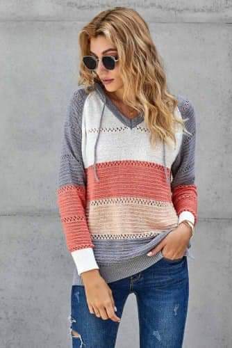 Colorblock hooded sweater