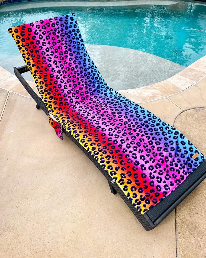 Boujee bee rainbow leopard chair cover towel