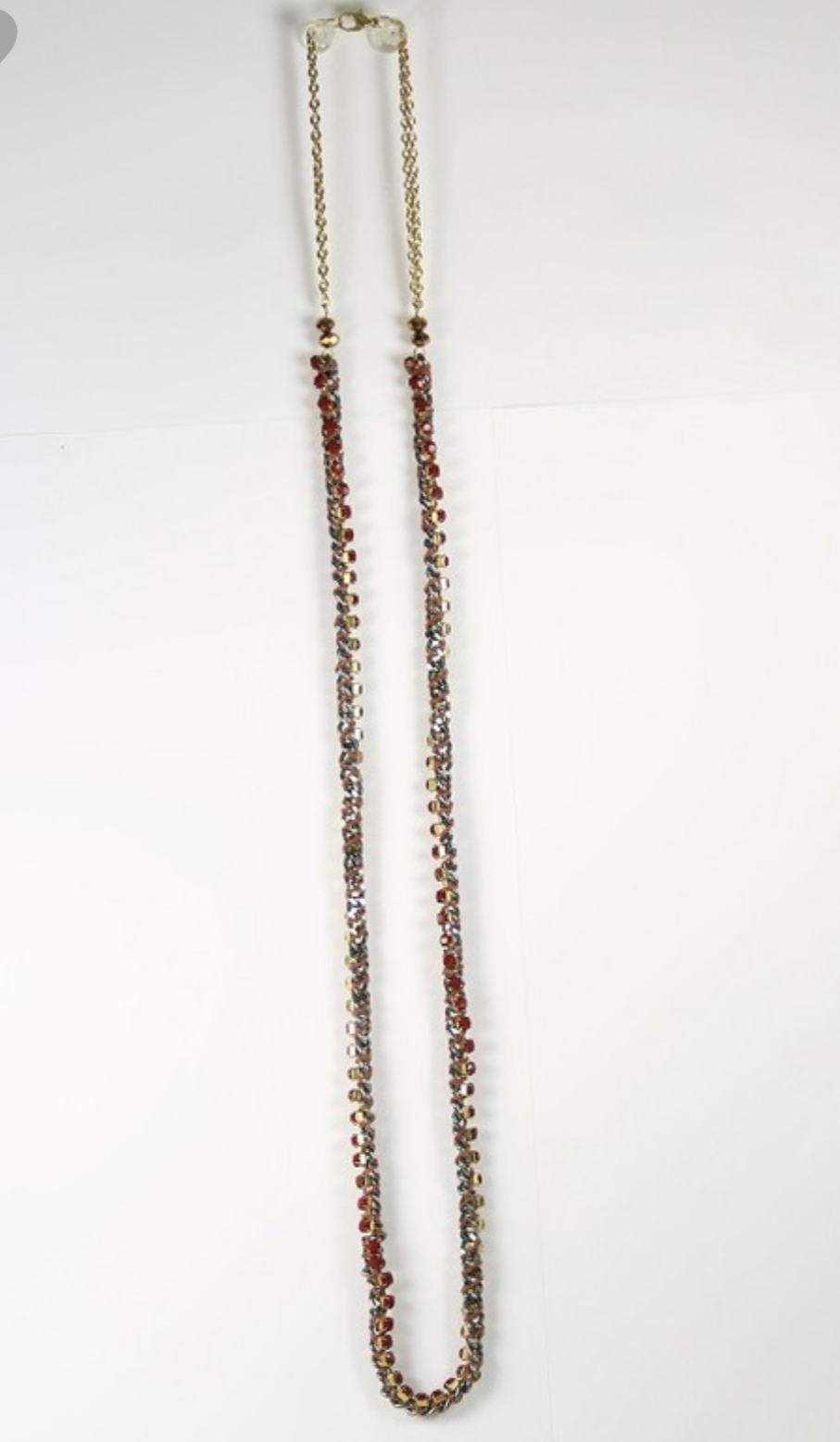 Wine color long beaded necklace