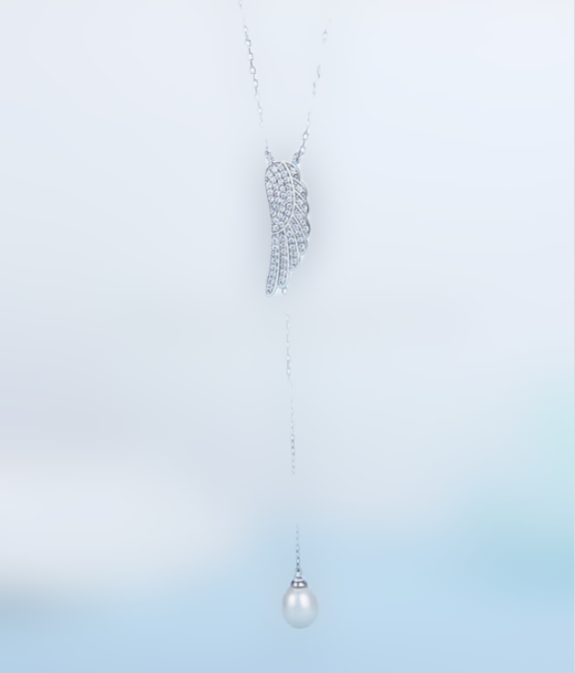 Angel wing drop necklace