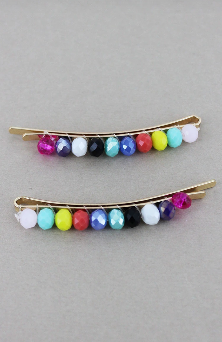 Multi colored bead hair clips (2 pack)
