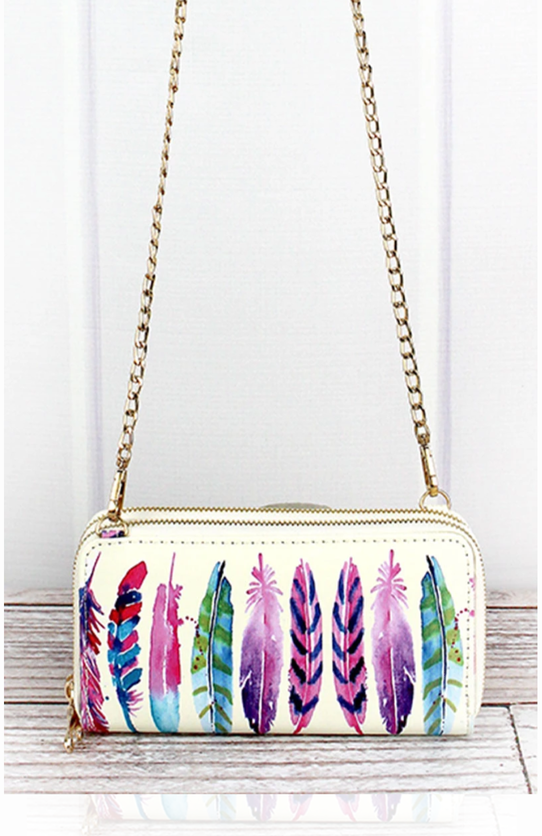 Feather wallet crossbody