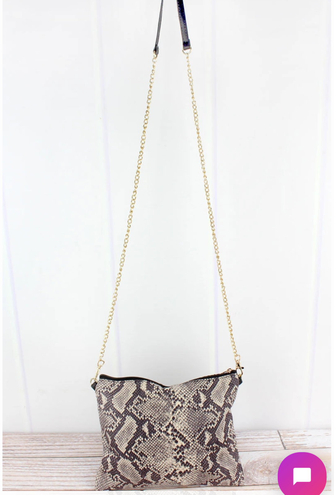 Snakeskin crossbody clutch