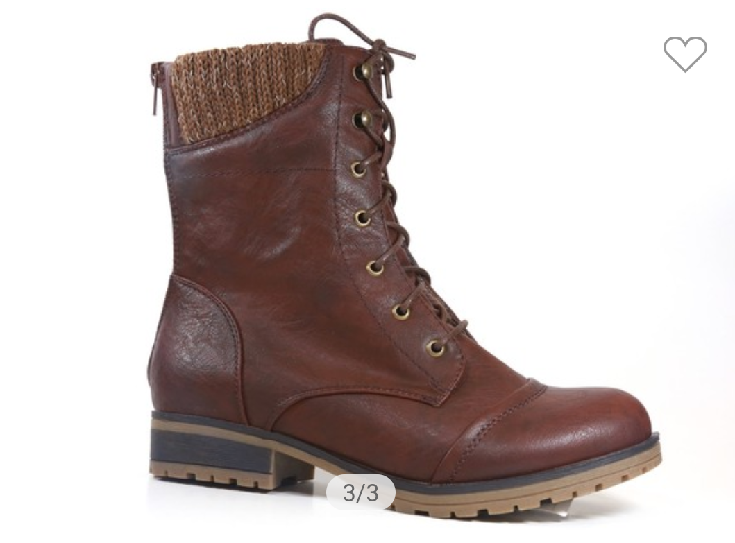Brown combat boots