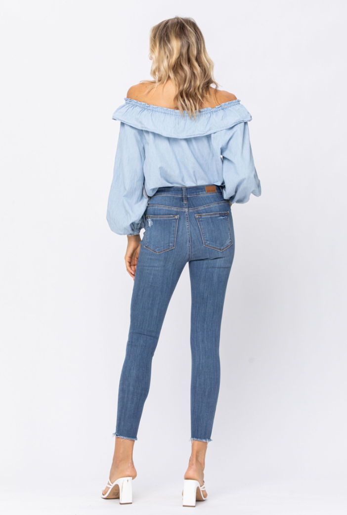 Judy Blue High Rise Cropped Destroyed Skinny