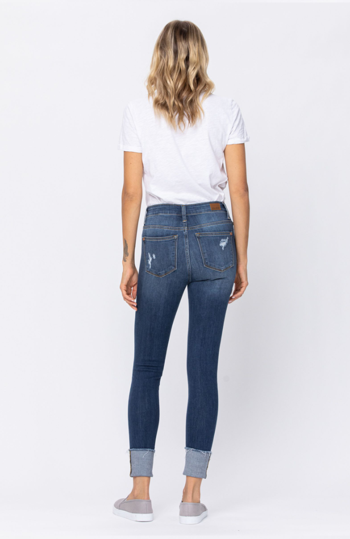 Judy Blue High Rise Button Fly Cuffed Skinny