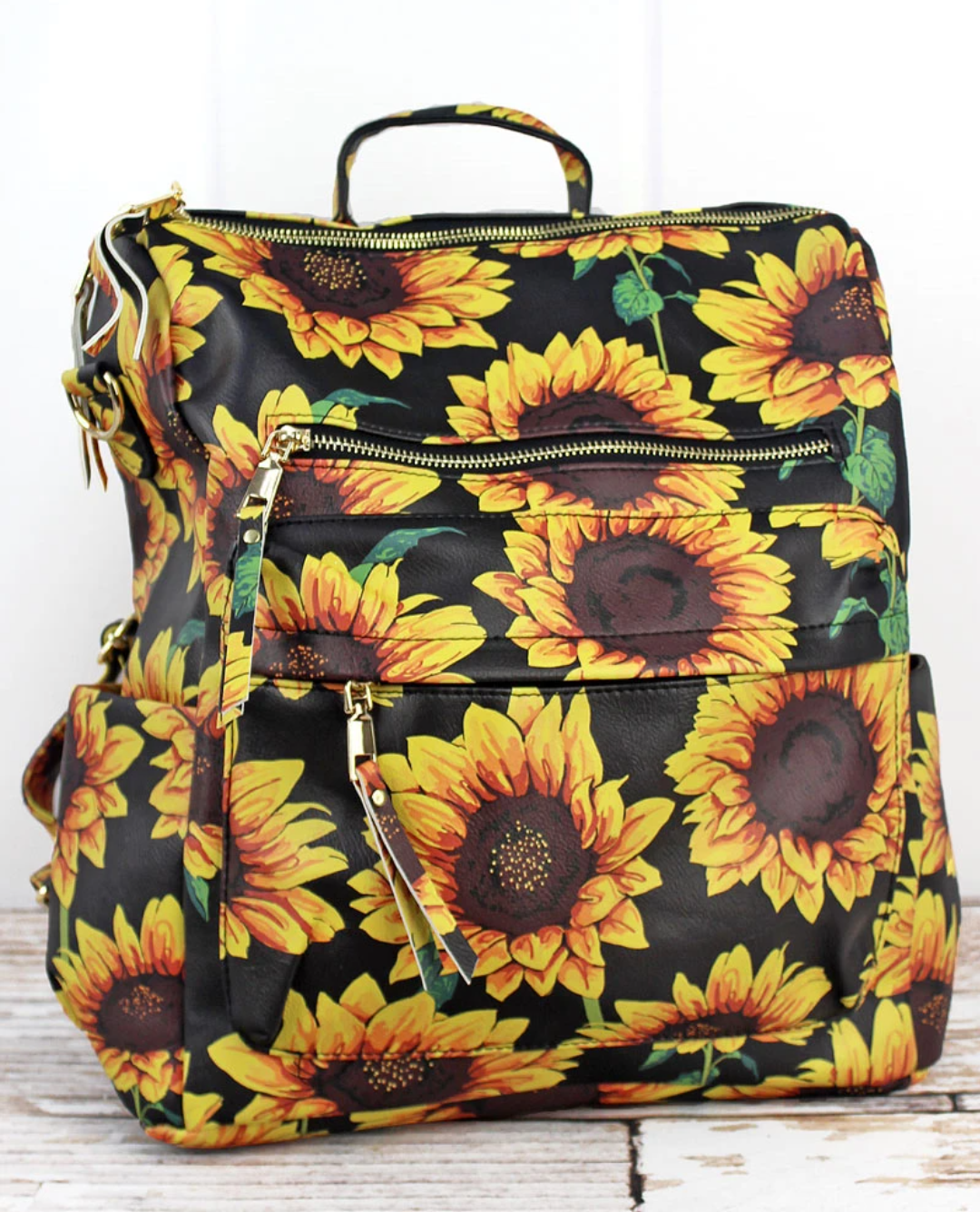 Sunflower backpack with guitar strap