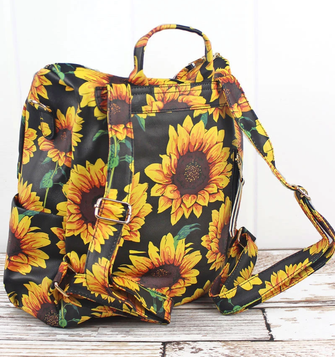 Sunflower backpack with guitar strap