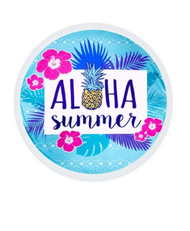 Round beach towel aloha summer