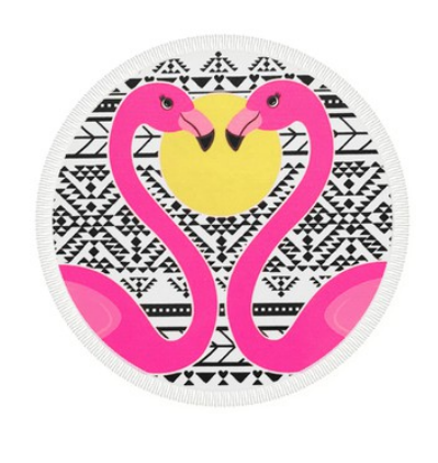 Round beach towel flamingo