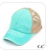 CC turquoise criss cross ponytail hat