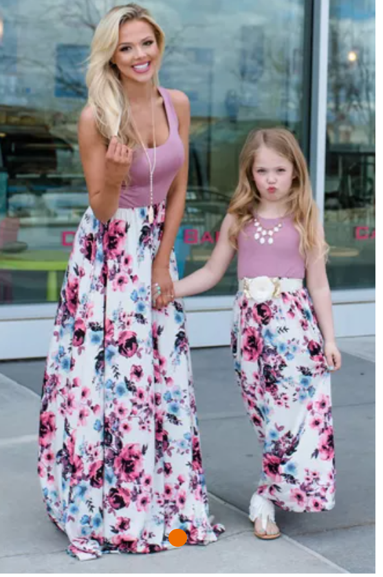 Pink floral maxi dress with pockets