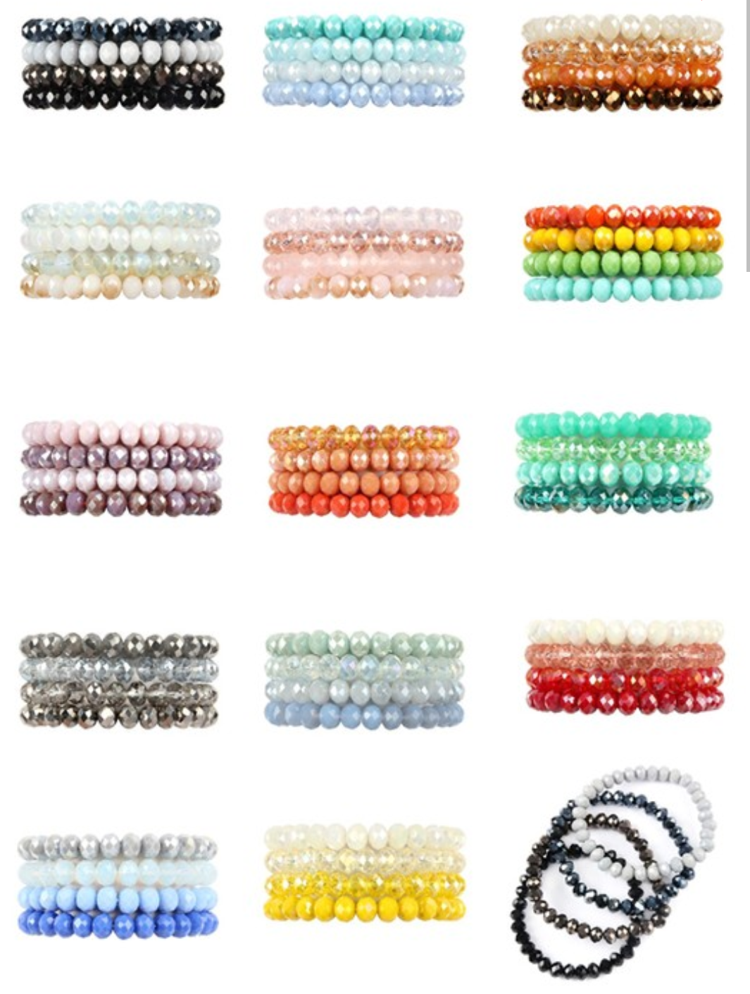 Stretch gem bracelets set of 4