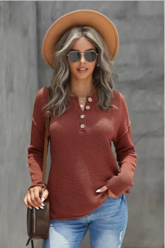 Rust button up sweater