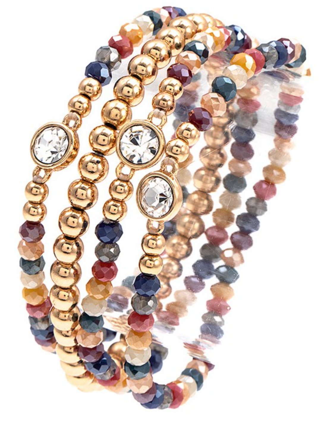 Multi color gem bead stretch bracelet