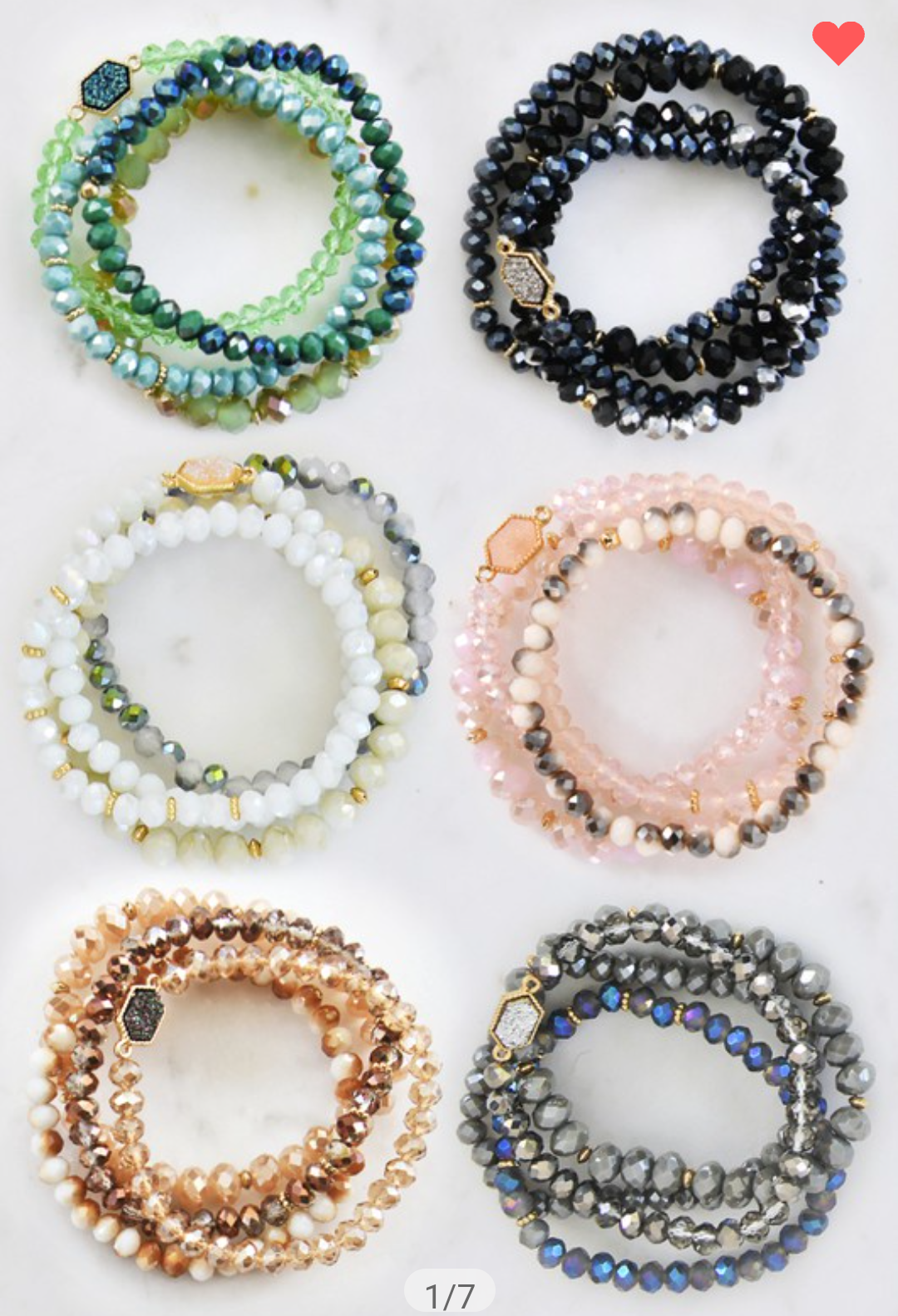 Beaded stretch bracelet with druzy