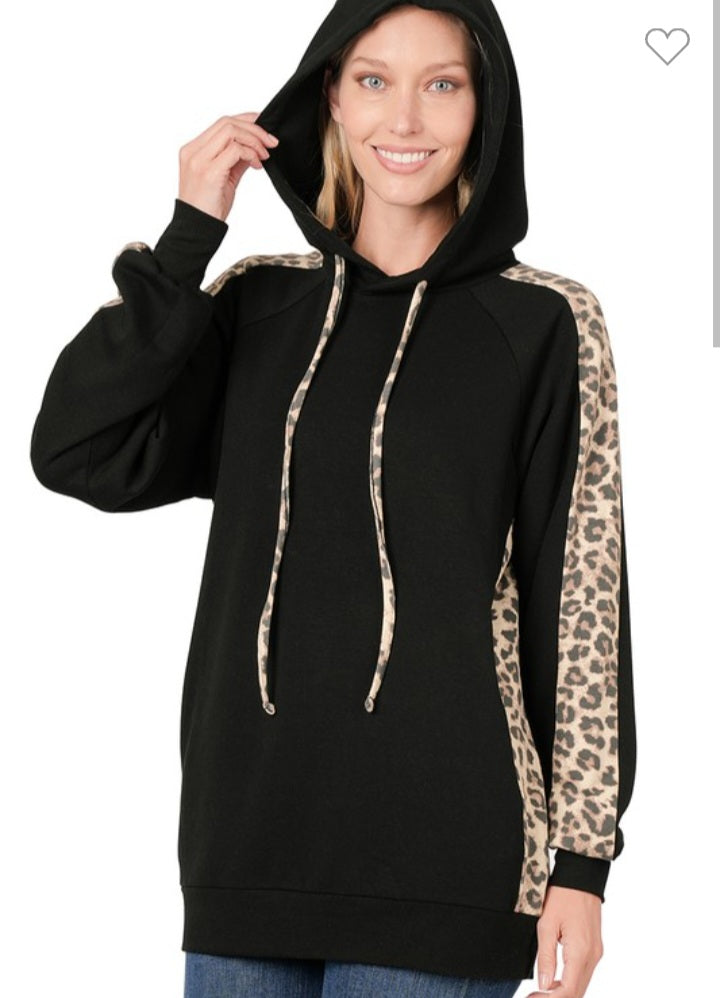 Black and leopard hoodie