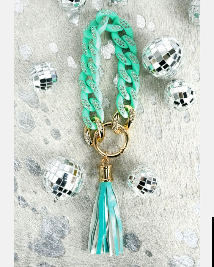 Sparkle chain link bracelet keychain