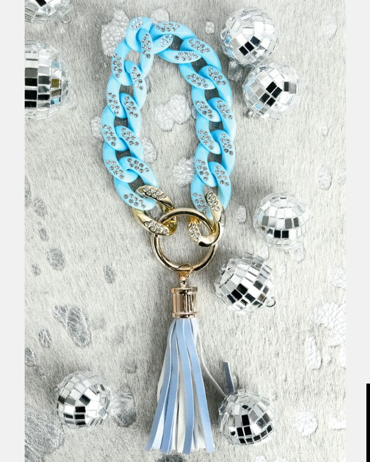 Sparkle chain link bracelet keychain