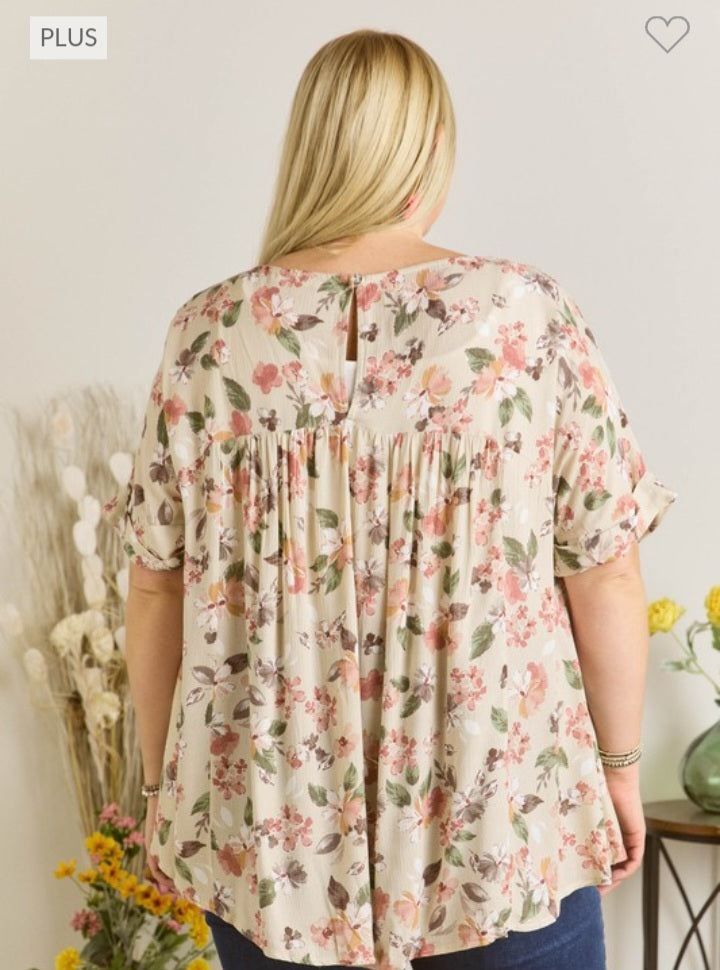Taupe floral blouse