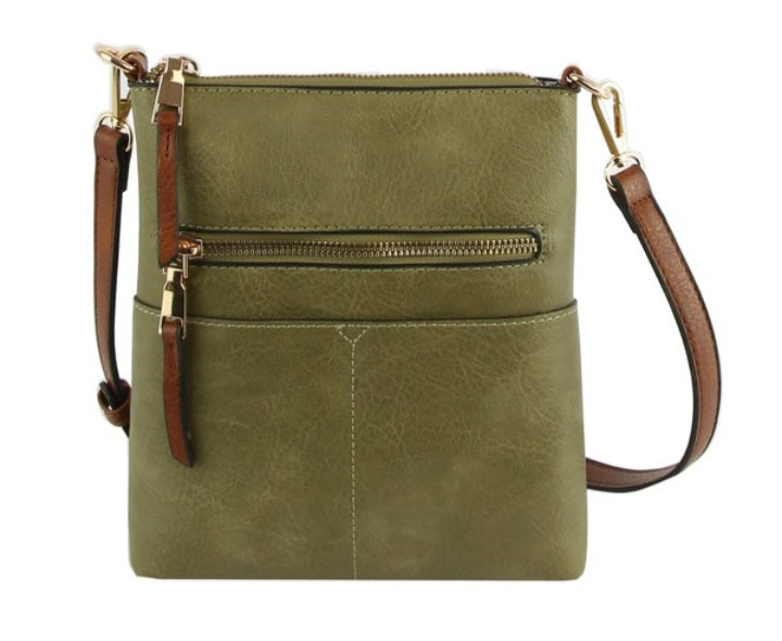 Olive leather crossbody