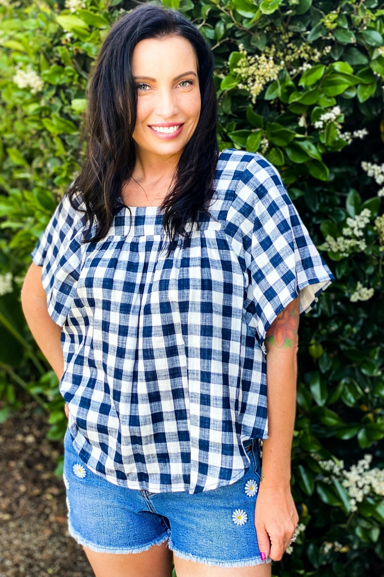 Day at the Park Woven Plaid Top