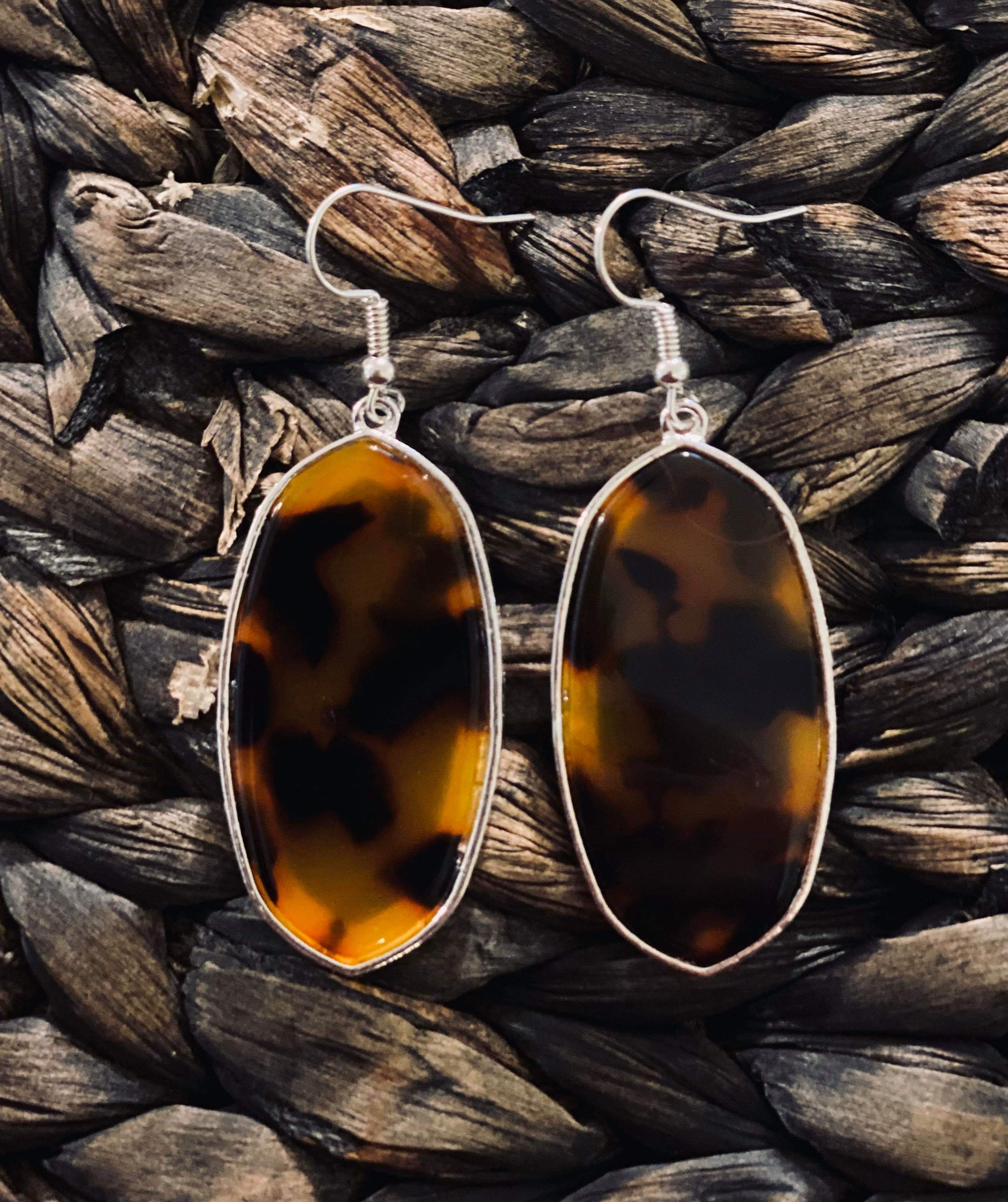 Flat Gem stone earrings