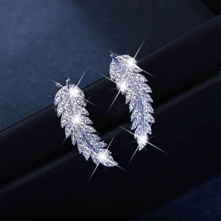 Feather ear climber earrings